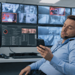 Maglovita budućnost CCTV operatera: AI neće ukinuti čoveka, ali će ugasiti lošu uslugu Nezainteresovani CCTV operater koristi mobilni telefon dok sistemi video-nadzora prikazuju aktivne alarme